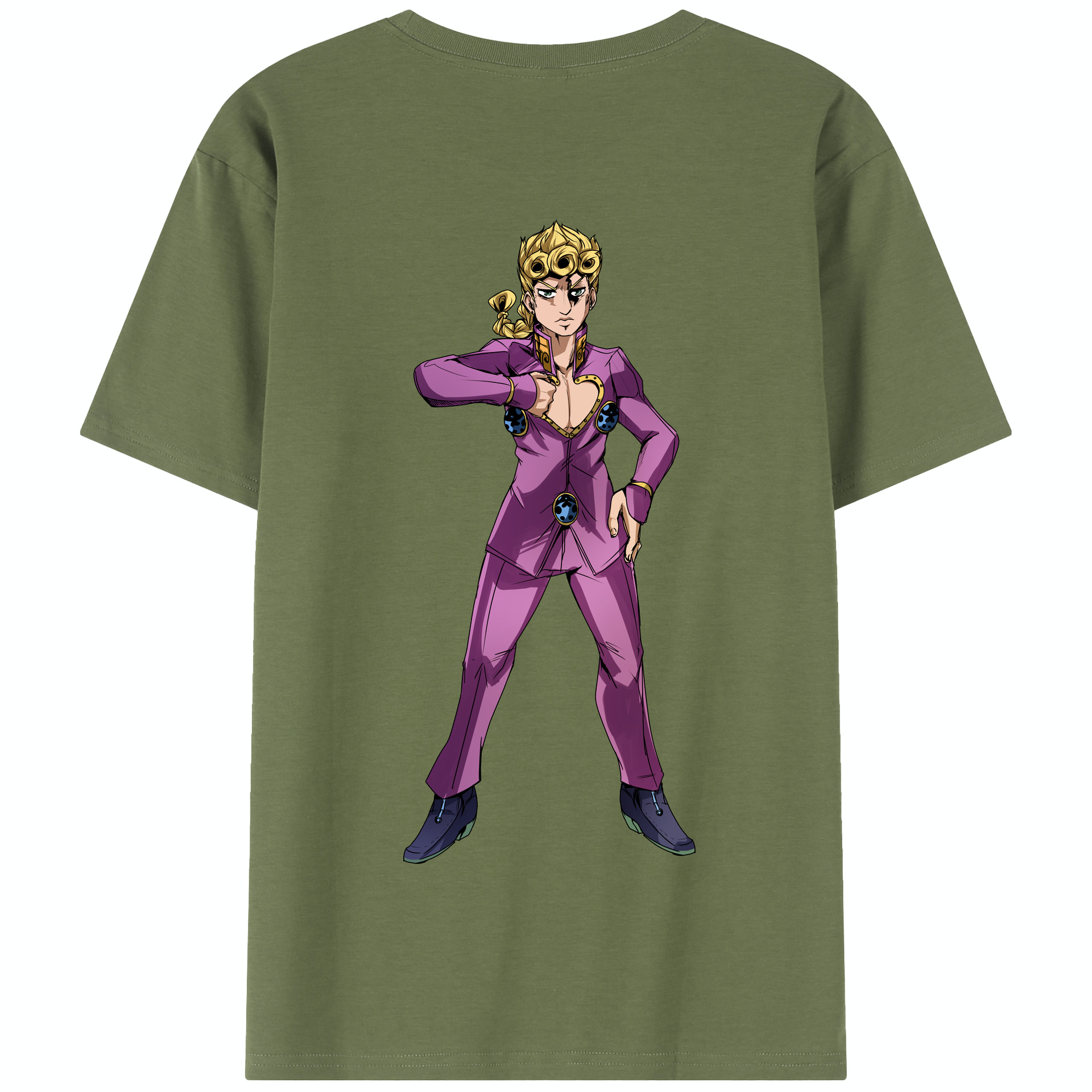 （画像用） ジョジョの奇妙な冒険 ジョルノ?ジョバァーナ JoJo's Bizarre Adventure Giorno Giovanna 綿100％半袖Tシャツ（背面プリント）